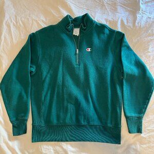 Champion Reverse Weave Quarter Zip Vintage Teal - Large